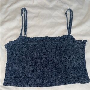Abercrombie & Fitch Denim Smocked Top